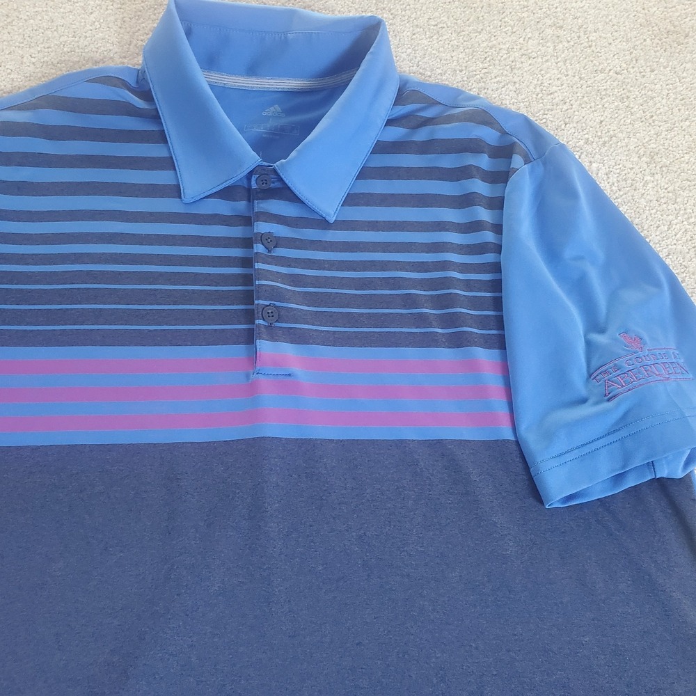 Adidas Men's Polo Shirt Size L Blue The Course At Aberdeen Golf Club‎